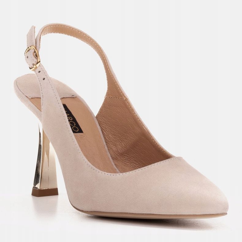 Marco Shoes Sapatos elegantes com tira e salto metálico bege 1