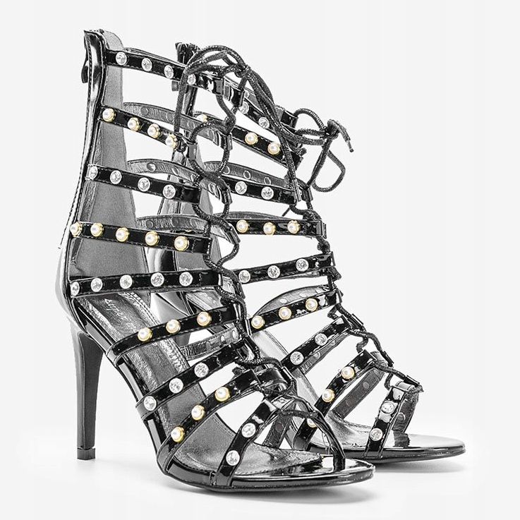 Sandálias pretas no estilete The Twist preto 1