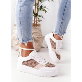 Calçados esportivos Tênis na plataforma branco e dourado Allisone 2