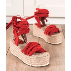Seastar Sandálias amarradas em plataforma alta vermelho 1