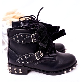 Botas aquecidas para crianças com tachas Lu Boo pretas preto 2