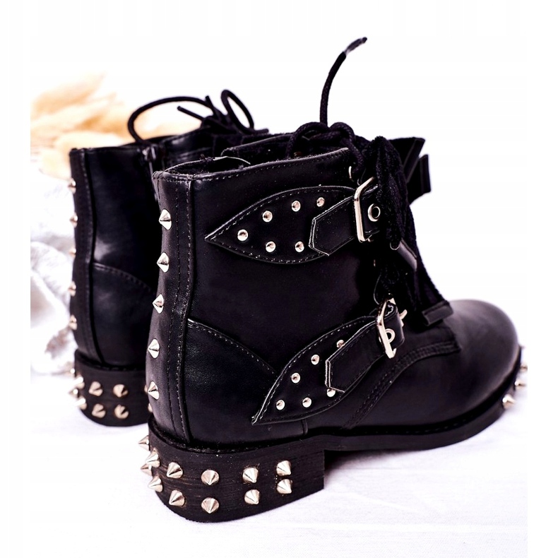Botas aquecidas para crianças com tachas Lu Boo pretas preto 3