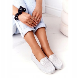 Mocassins de couro feminino S.Barski 97630 cinza 3