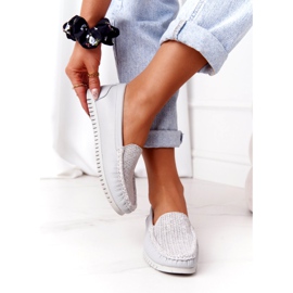 Mocassins de couro feminino S.Barski 97630 cinza 5