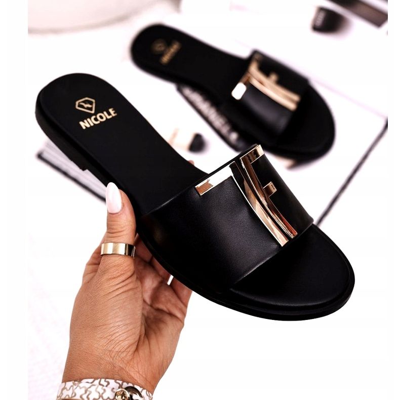 Chinelos Elegantes Femininos Preto Nicole Dilmah 2