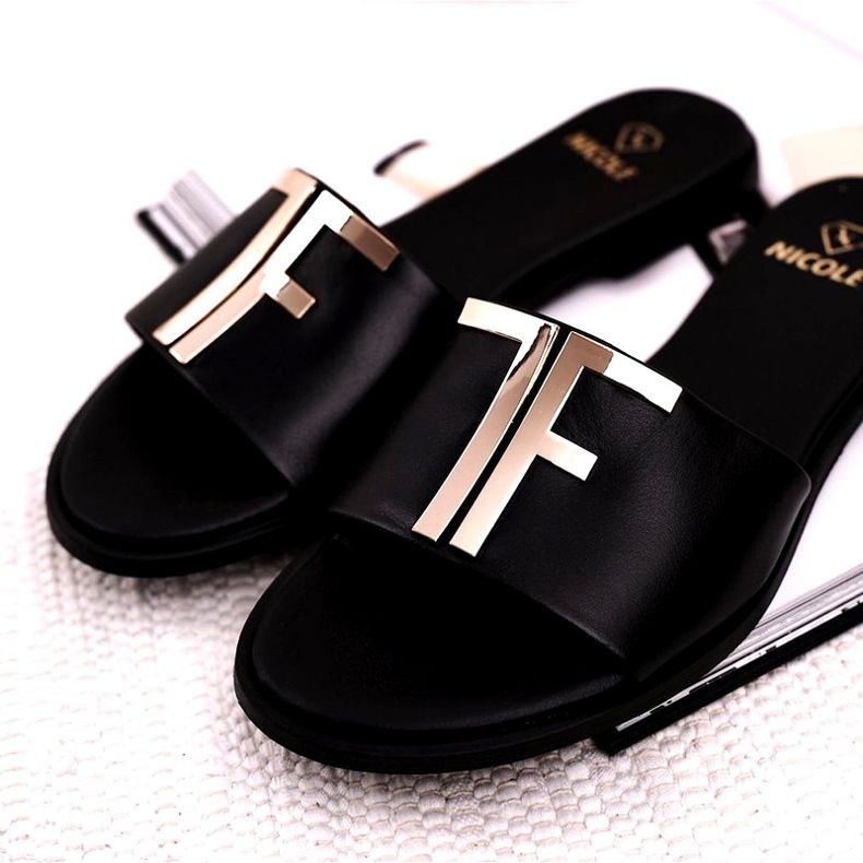 Chinelos Elegantes Femininos Preto Nicole Dilmah 5