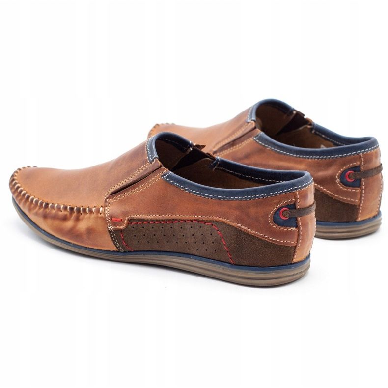 KOMODO Sapatos masculinos de couro 847 marrom castanho azul marinho 5