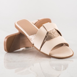 SHELOVET Chinelos com encarte de impressão Snake bege 1