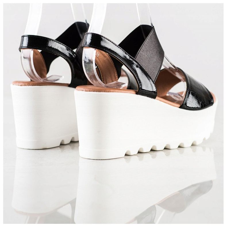 Weide Sandálias leves em cunha branca preto 1