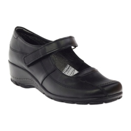 Bombas na cunha couro natural Angello 371 preto 1