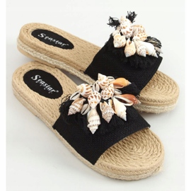 Chinelos pretos YQ228P pretos com conchas 1