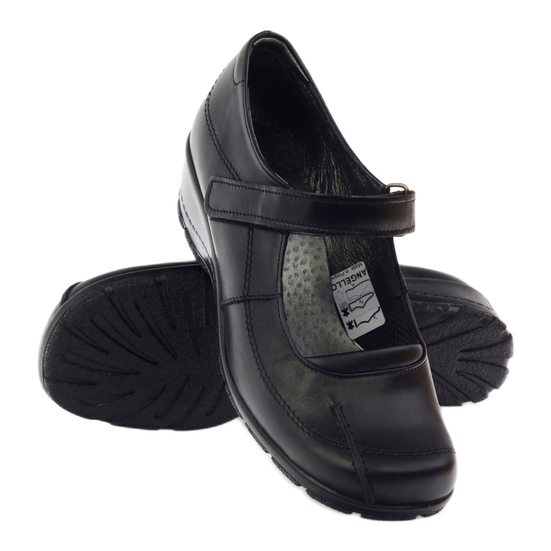 Bombas na cunha couro natural Angello 371 preto 3