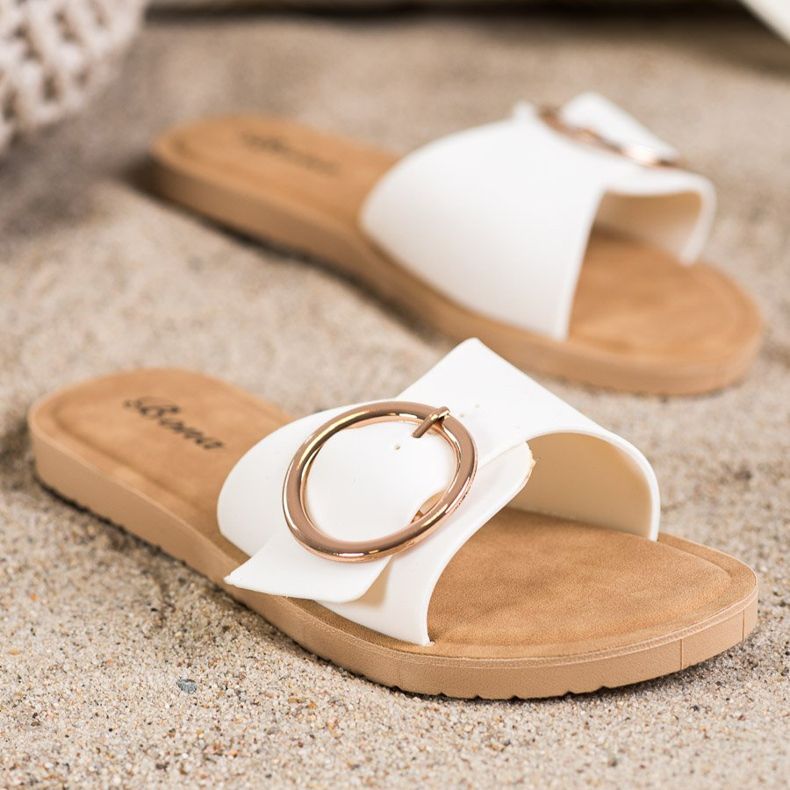 Bona Chinelos Com Fivela Decorativa branco 1