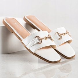 Seastar Chinelos com decoração dourada branco 1