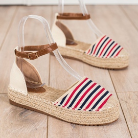 Clowse Alpercatas listradas com fivela bege vermelho multicolorido 1