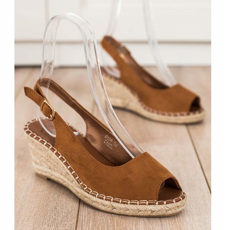 SHELOVET Sandálias casuais de cunha castanho 1