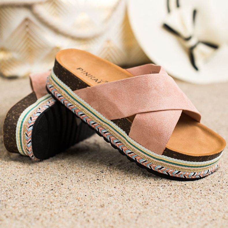 SHELOVET Chinelos de camurça em pó rosa 1