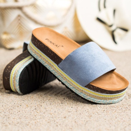 SHELOVET Chinelos confortáveis ​​de camurça azul 1