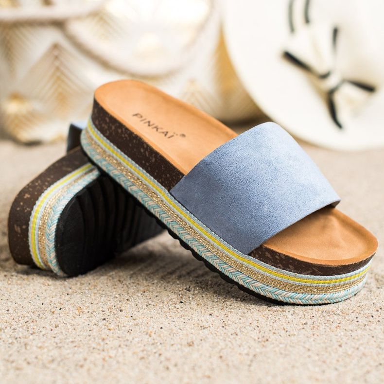 SHELOVET Chinelos confortáveis ​​de camurça azul 1