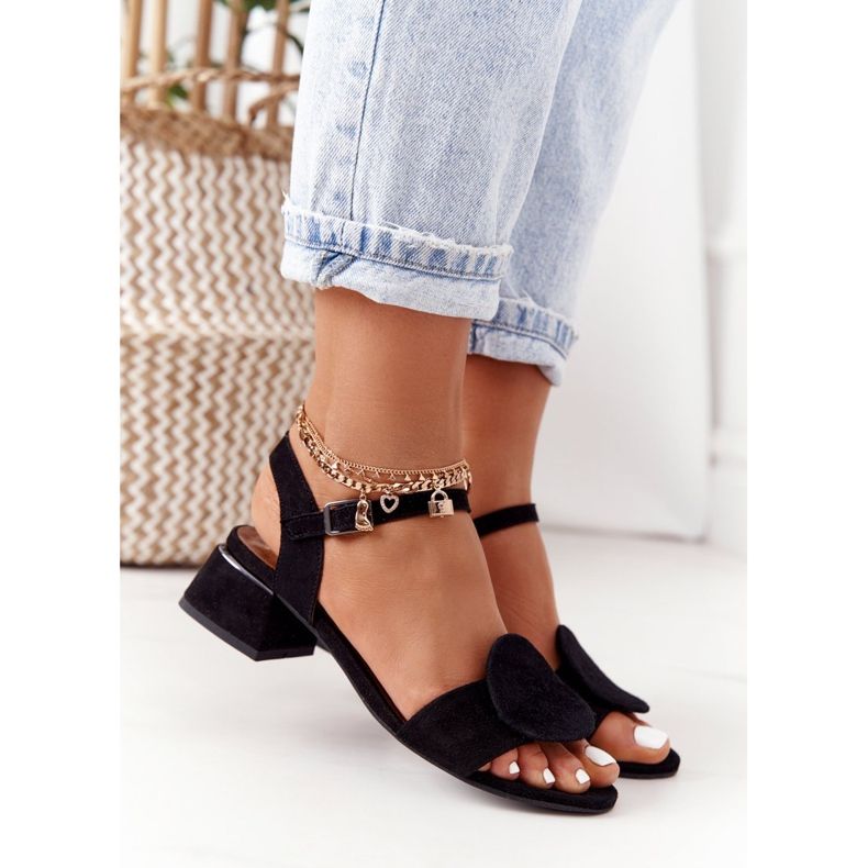 Sandálias de salto alto camurça Maciejka 5198A-01 preta preto 1