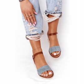 EVE Sandálias com salto em cunha trançado azul Tenerife marrom 5