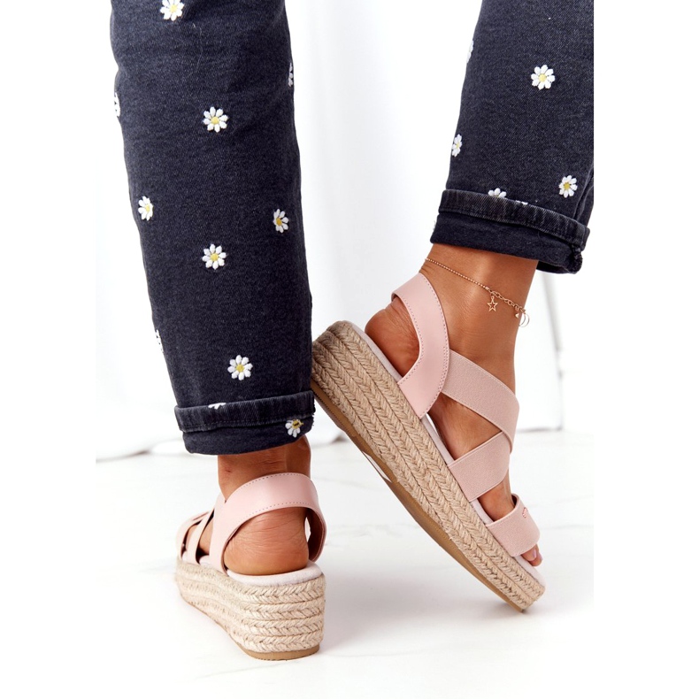 Sandálias de cunha com nervuras Big Star HH274413 rosa 3