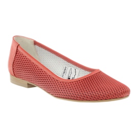 Angello Ballerinas de couro feminino Red Grid vermelho 1