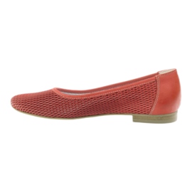 Angello Ballerinas de couro feminino Red Grid vermelho 2