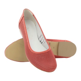Angello Ballerinas de couro feminino Red Grid vermelho 3