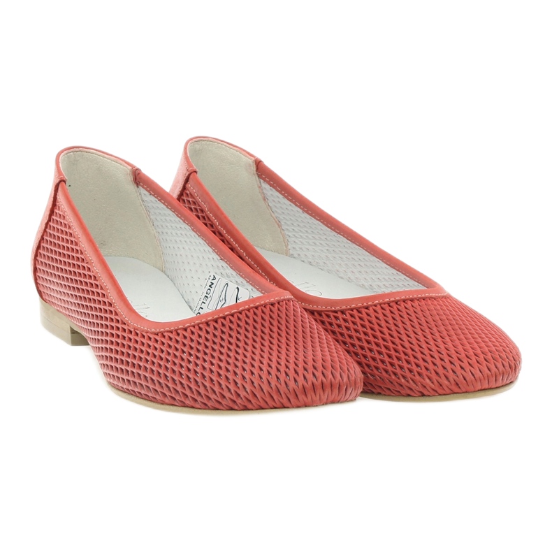 Angello Ballerinas de couro feminino Red Grid vermelho 4