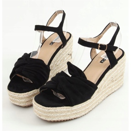 Sandálias pretas espadrilles em cunhas WH-3K63 Black preto 1