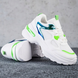 SHELOVET Tênis com inserções verdes branco 1