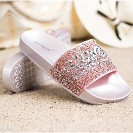 SHELOVET Chinelos com enfeites rosa 1