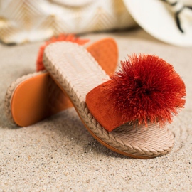 Bestelle Chinelos com pompom laranja 1 Bestelle Chinelos com pompom laranja 1
