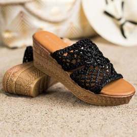 Laura Mode Chinelos Openwork Wedge preto 1 Laura Mode Chinelos Openwork Wedge preto 1