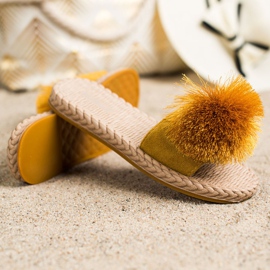 Bestelle Chinelos com pompom amarelo 1