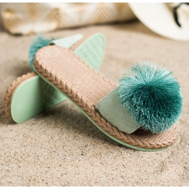 Bestelle Chinelos com pompom verde 1