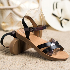 Cm Paris Sandálias de couro ecológicas confortáveis preto 1