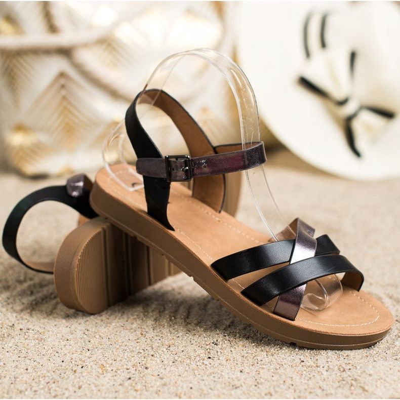 Cm Paris Sandálias de couro ecológicas confortáveis preto 1