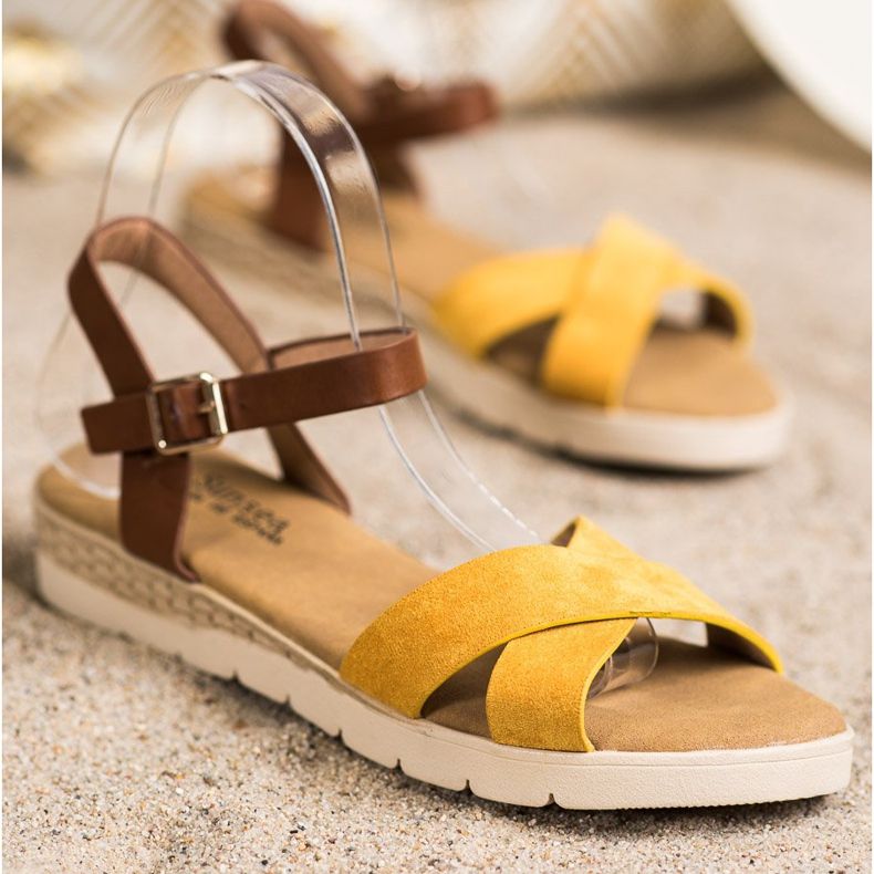 SHELOVET Sandálias Casuais Com Fivela marrom amarelo 1