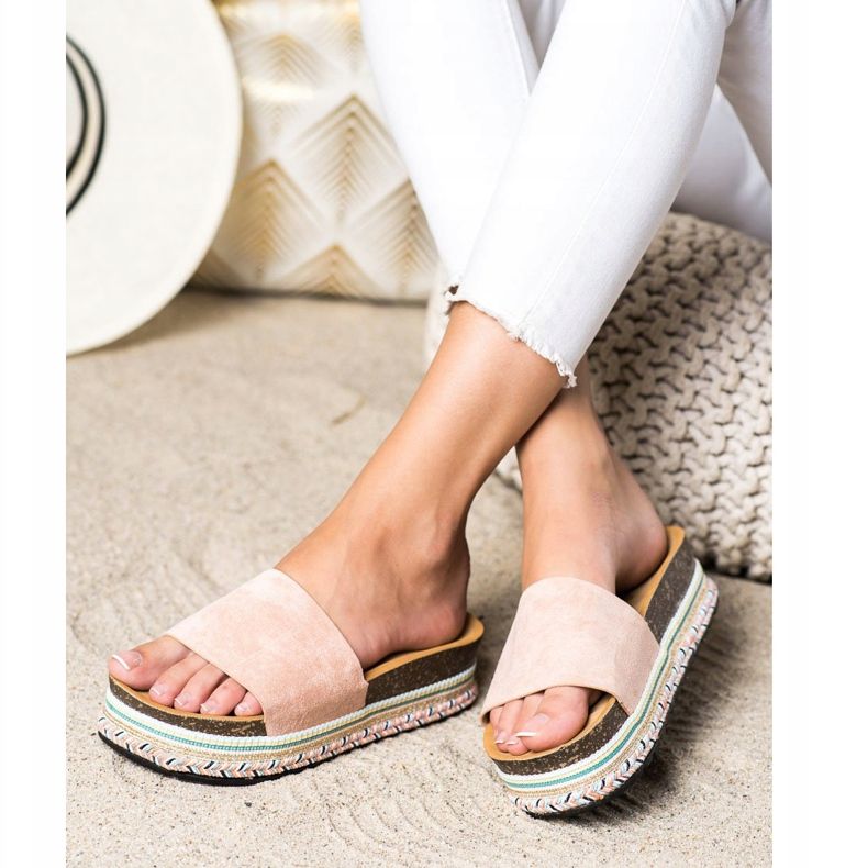 SHELOVET Chinelos confortáveis ​​de camurça rosa 2