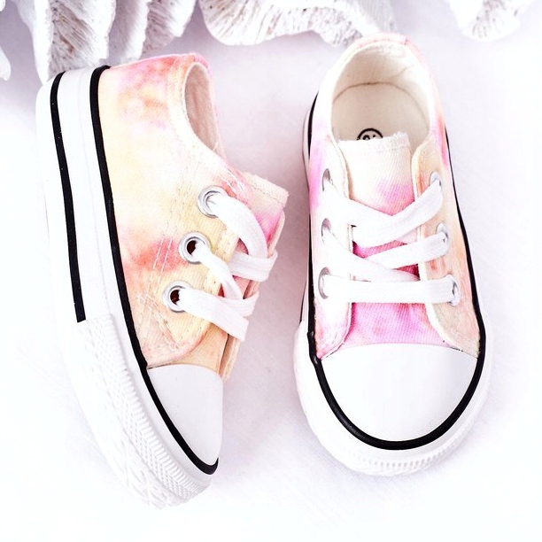 Tênis clássico infantil com efeito Tie-Dye Simba 807-3A rosa amarelo 3 Tênis clássico infantil com efeito Tie-Dye Simba 807-3A rosa amarelo 3