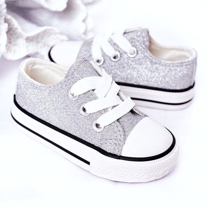 Tênis de prata glitter infantil 888-1b 4