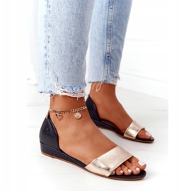 Sandálias de couro Maciejka 1971-46 Preto e dourado 4