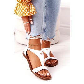 Sandálias femininas de couro Nicole 2648 branco metálico 1