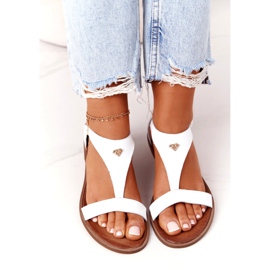 Sandálias femininas de couro Nicole 2648 branco metálico 3