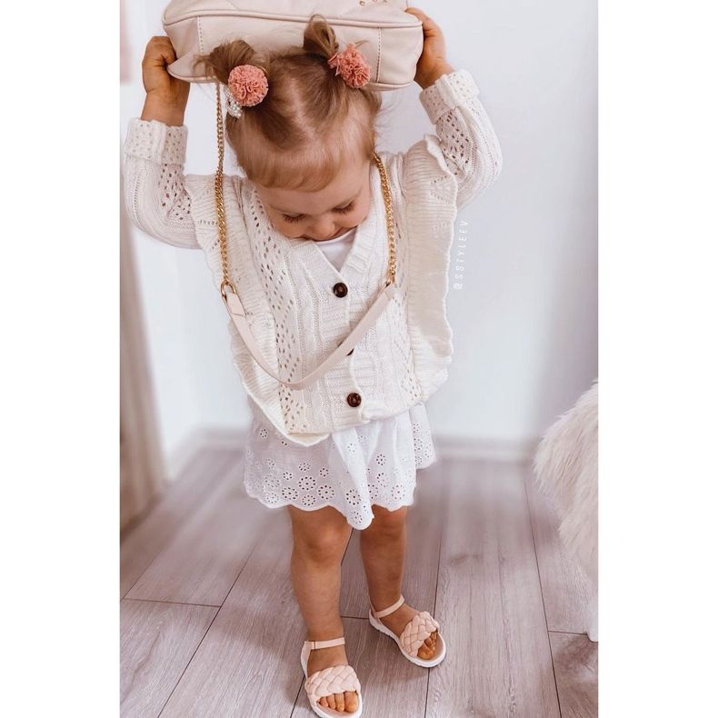 FR1 Sandálias infantis com adela rosa trançada 1