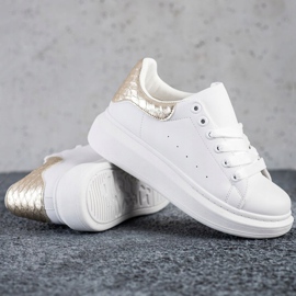 Weide Tênis com inserção dourada branco 1