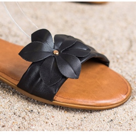 Diamantique Sandálias Pretas Com Flor preto 2