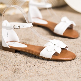 Diamantique Sandálias Brancas Com Uma Flor branco 1